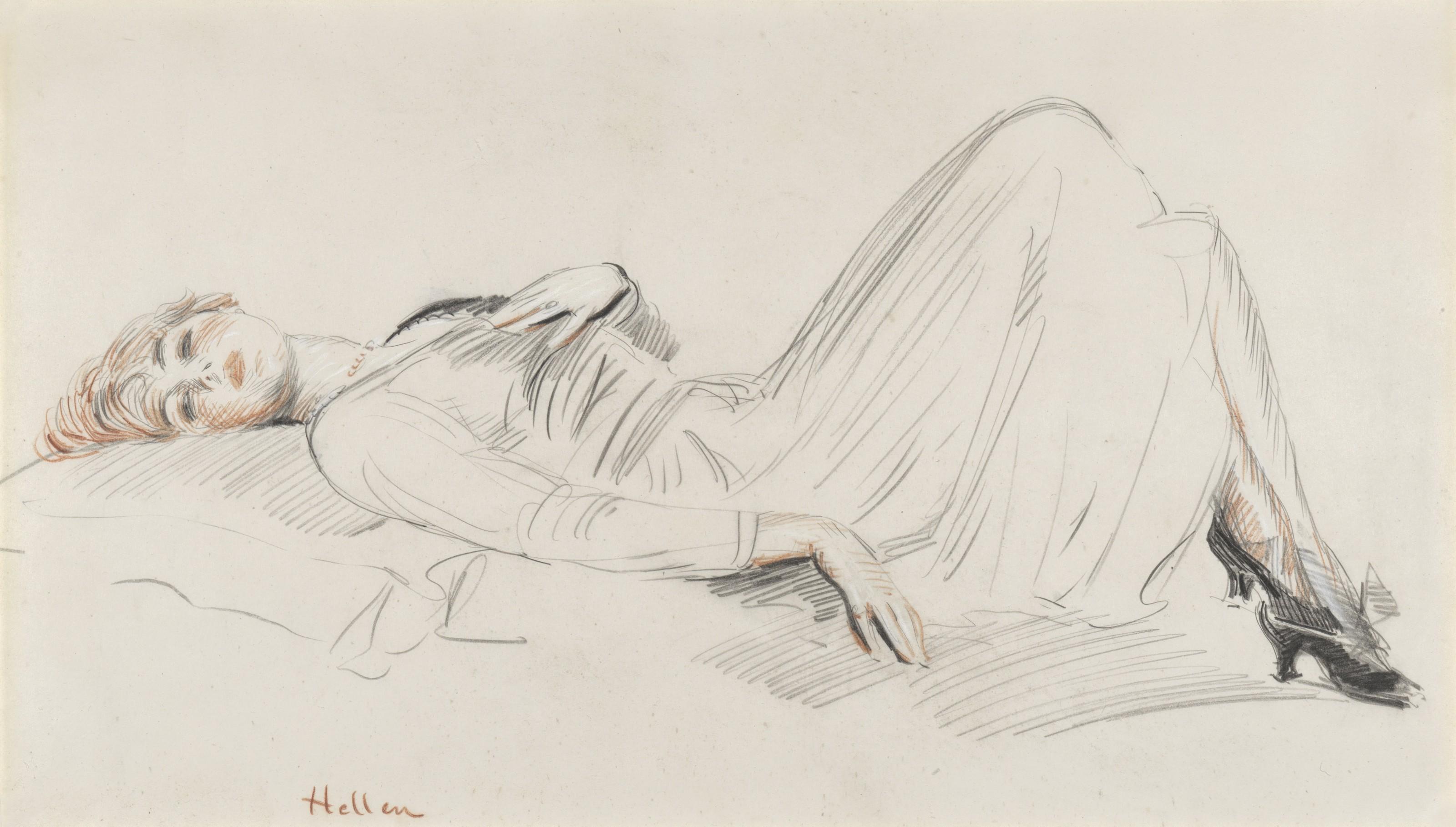 Paul-César Helleu - Jeune femme allongée