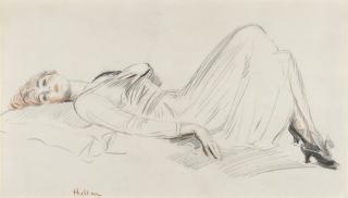 Paul-César Helleu - Jeune femme allongée
