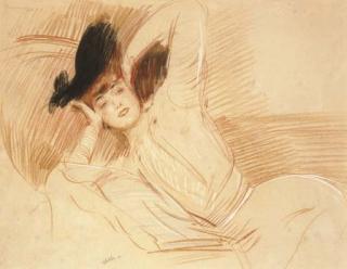 Paul César Helleu - Jeune femme allongée