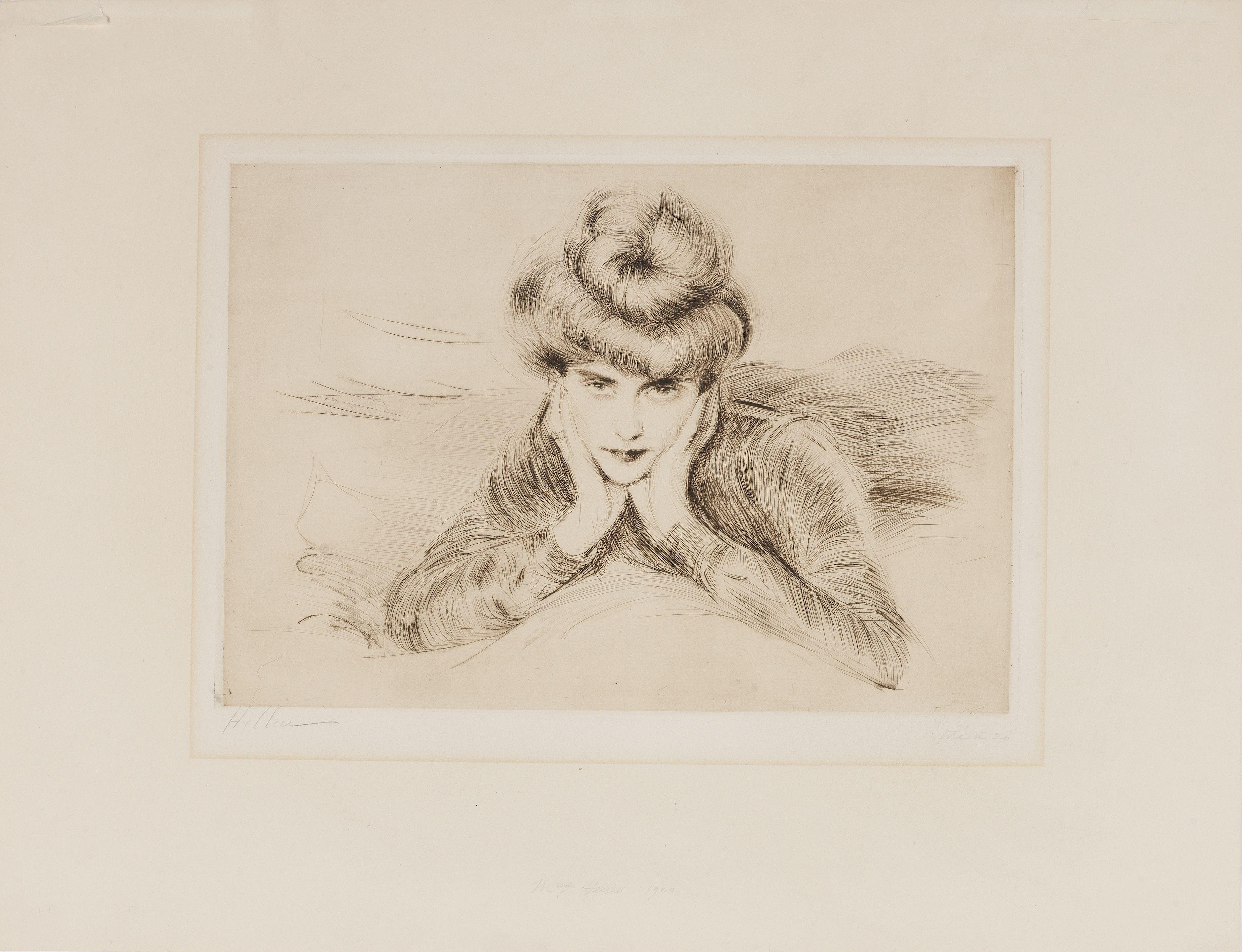 Paul César Helleu - Le VIsage Encadré (Montesquiou Xlii)