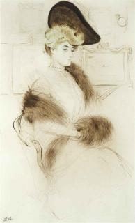 Paul-Cesar Helleu - Madame Marguerite Labady, assise, tenant son Manchon