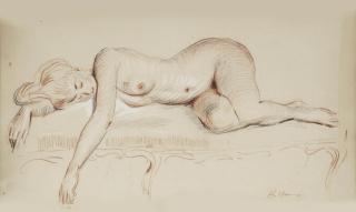 Paul Cesar Helleu - Nu sur un canapé