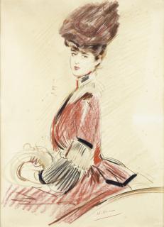 Paul-César Helleu - Portrait De Mademoiselle Jenny Juniorpaul-César Helleu ; Portrait Of Jenny Junior ; Signed Lower Right ; Pastel On Paper ;
