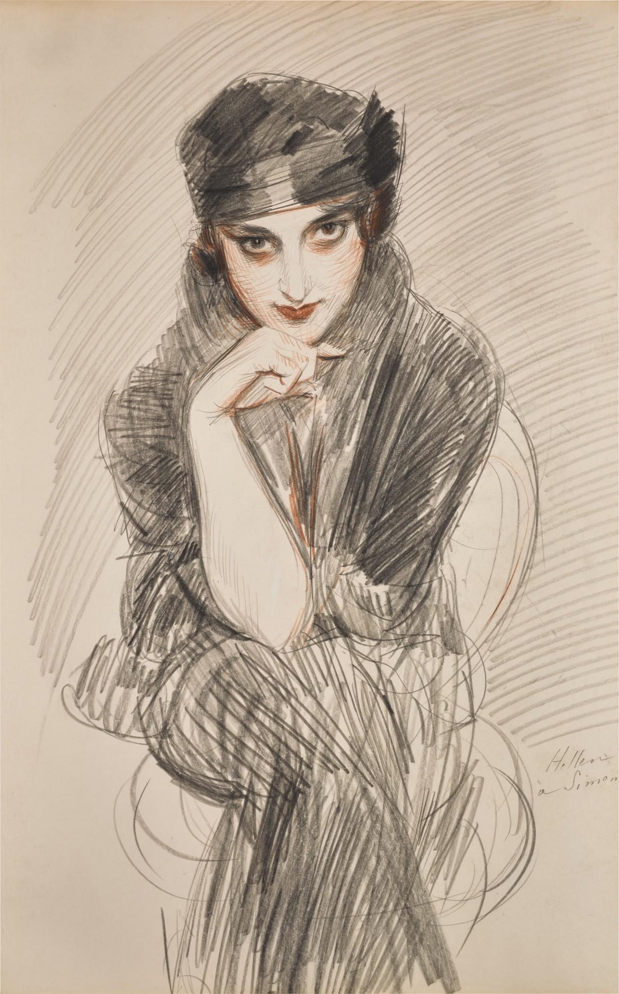 Paul César Helleu - Portrait of a Lady, possibly Madame Van Cleef (née Lopez Penna Hebe)