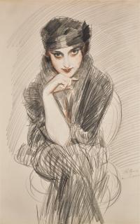 Paul César Helleu - Portrait of a Lady, possibly Madame Van Cleef (née Lopez Penna Hebe)