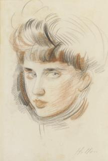 Paul César Helleu - Portrait of the artist\'s daughter Ellen, age 10-12.
