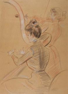 Paul César Helleu - The harpist and the violinist