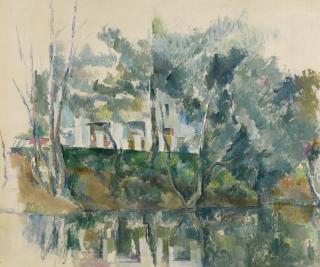 Paul Cézanne - Arbres Et Maisons Au Bord De L\'Eau