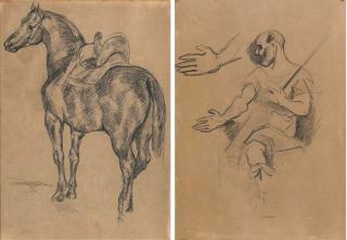 Paul Cézanne - D\'après Géricault: \'Cheval Turc à l\'écurie\' (recto); Etude d\'après les maîtres anciens (verso)