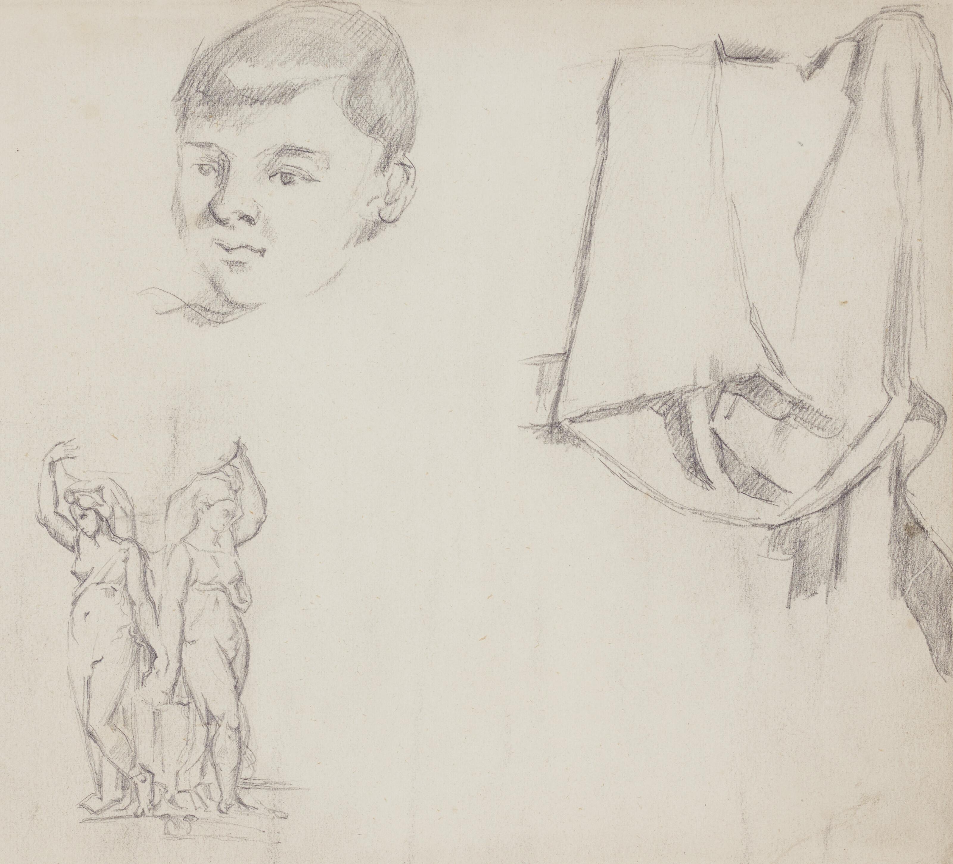 Paul Cezanne - Feuille d’études (recto); Trois portraits de Paul et études d’après Pedro de Maya et le Tintoret (verso)