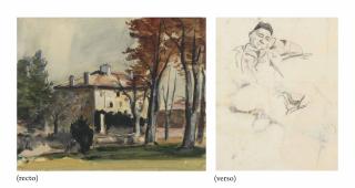 Paul Cézanne - Le Manoir du Jas de Bouffan (recto); Portrait du père de l\'artiste (verso)