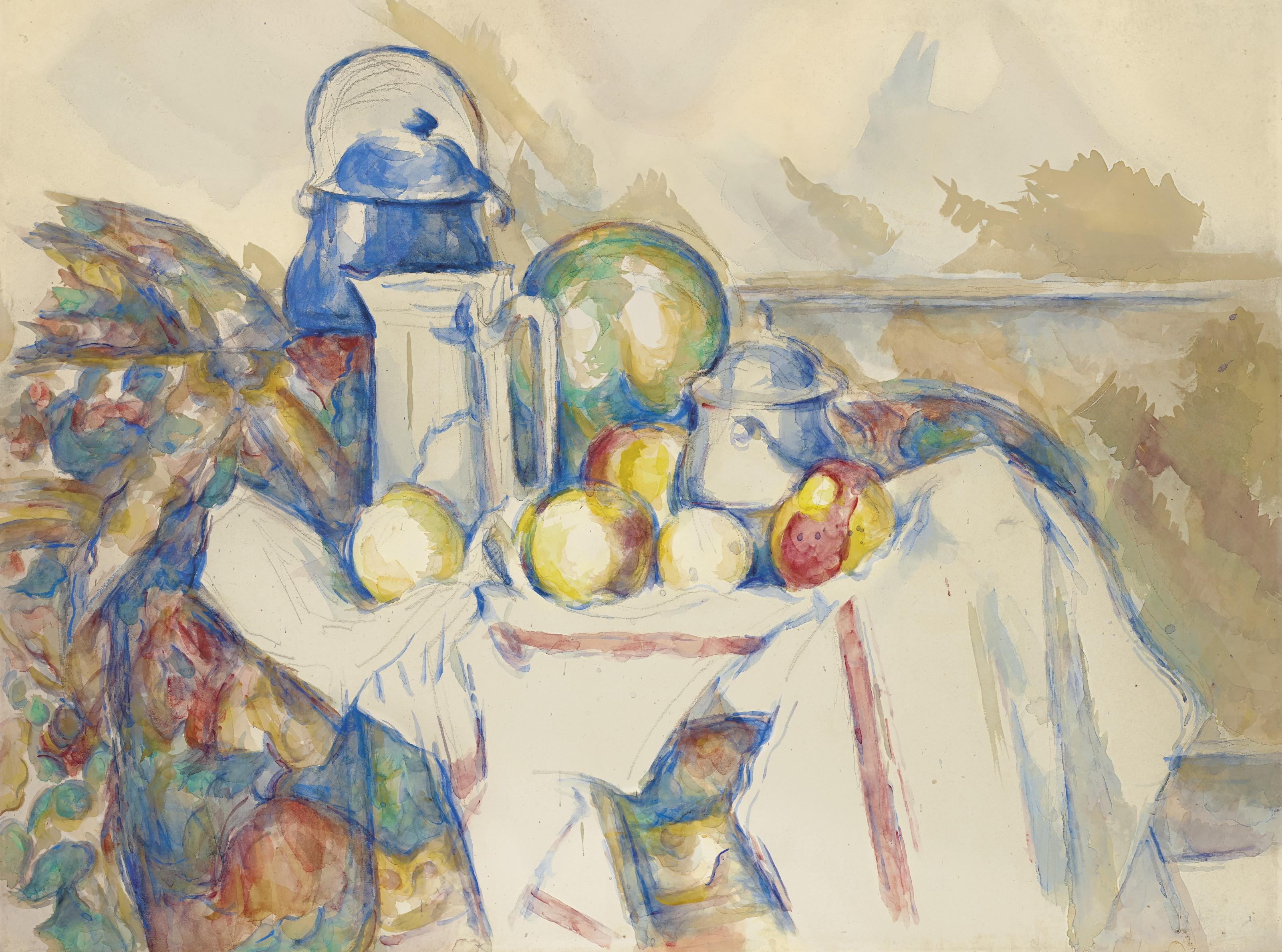 Paul Cézanne - Nature morte avec pot au lait, melon et sucrier