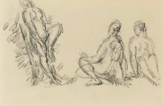 Paul Cézanne - Trois Baigneuses - Recto Paysan Avec Chien - Verso