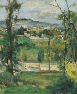Paul Cézanne - Village derrière des arbres, Île-de-France