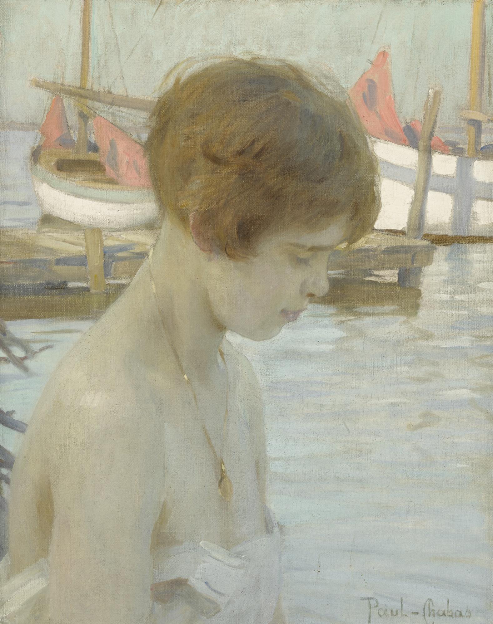 Paul Chabas - French young Girl At The Harbor