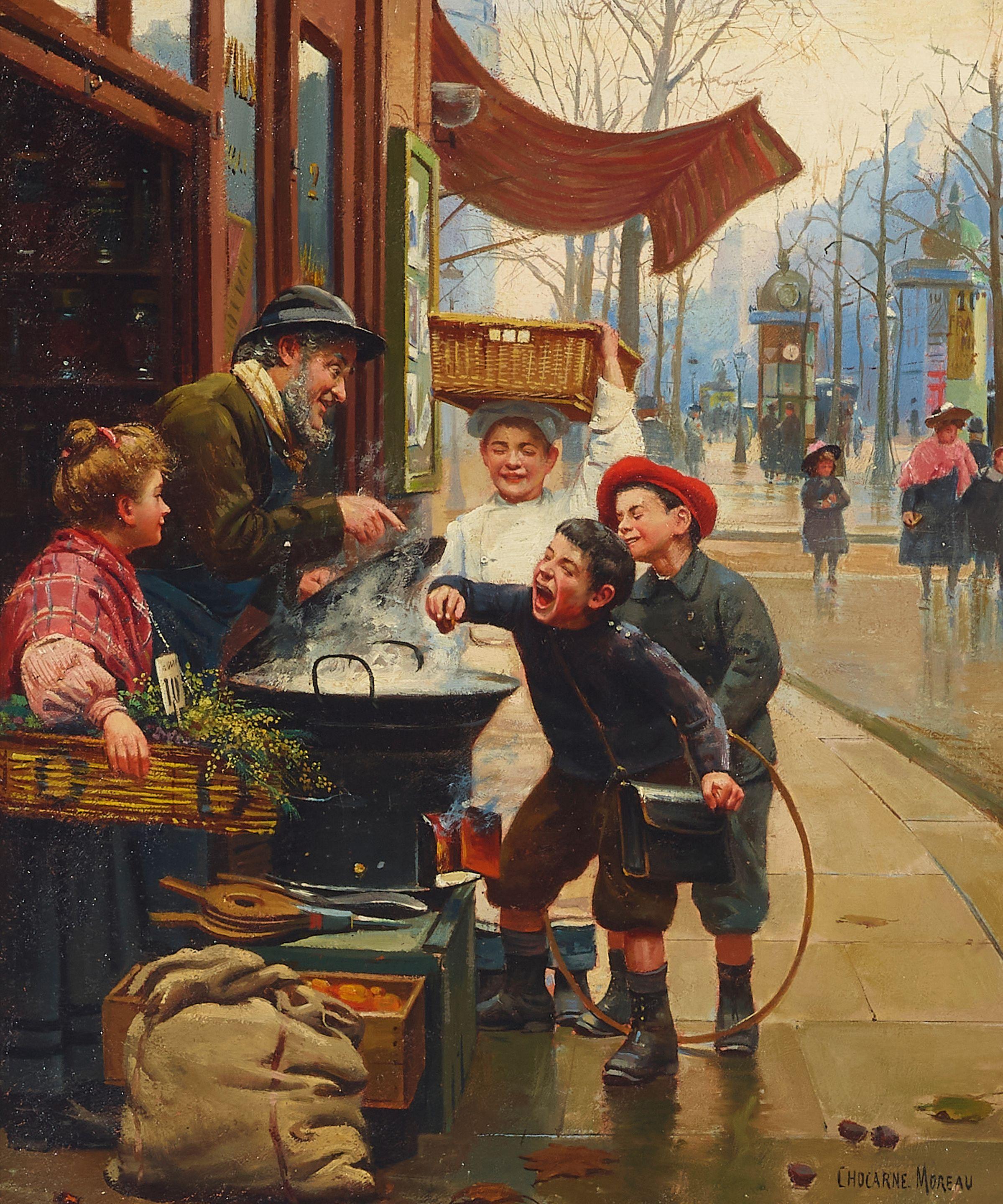 Paul-Charles Chocarne-Moreau - Look before you leap 21 3/4 x 18 1/4in (55.3 x 46.3cm)