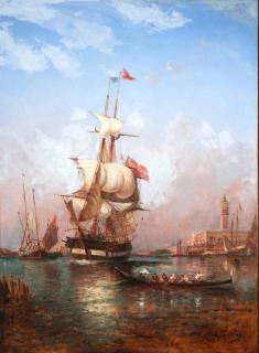 Paul Charles Emmanuel Gallard-Lepinay - Sailing Vessels with the Piazza San Marco in the Distance, Venice in a period frame 185.0 x 149.0 x 13.5 cm (72 4/5 x 58 2/3 x 5 1/3 in).