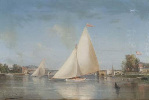 Paul Charles Emmanuel Gallard-Lepinay - Voiliers sur la Seine en été