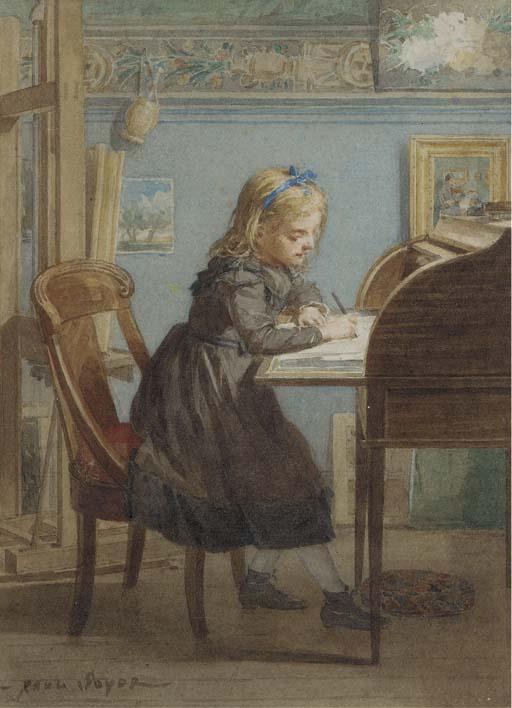 Paul Constant Soyer - A young girl at her writing desk