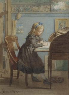 Paul Constant Soyer - A young girl at her writing desk