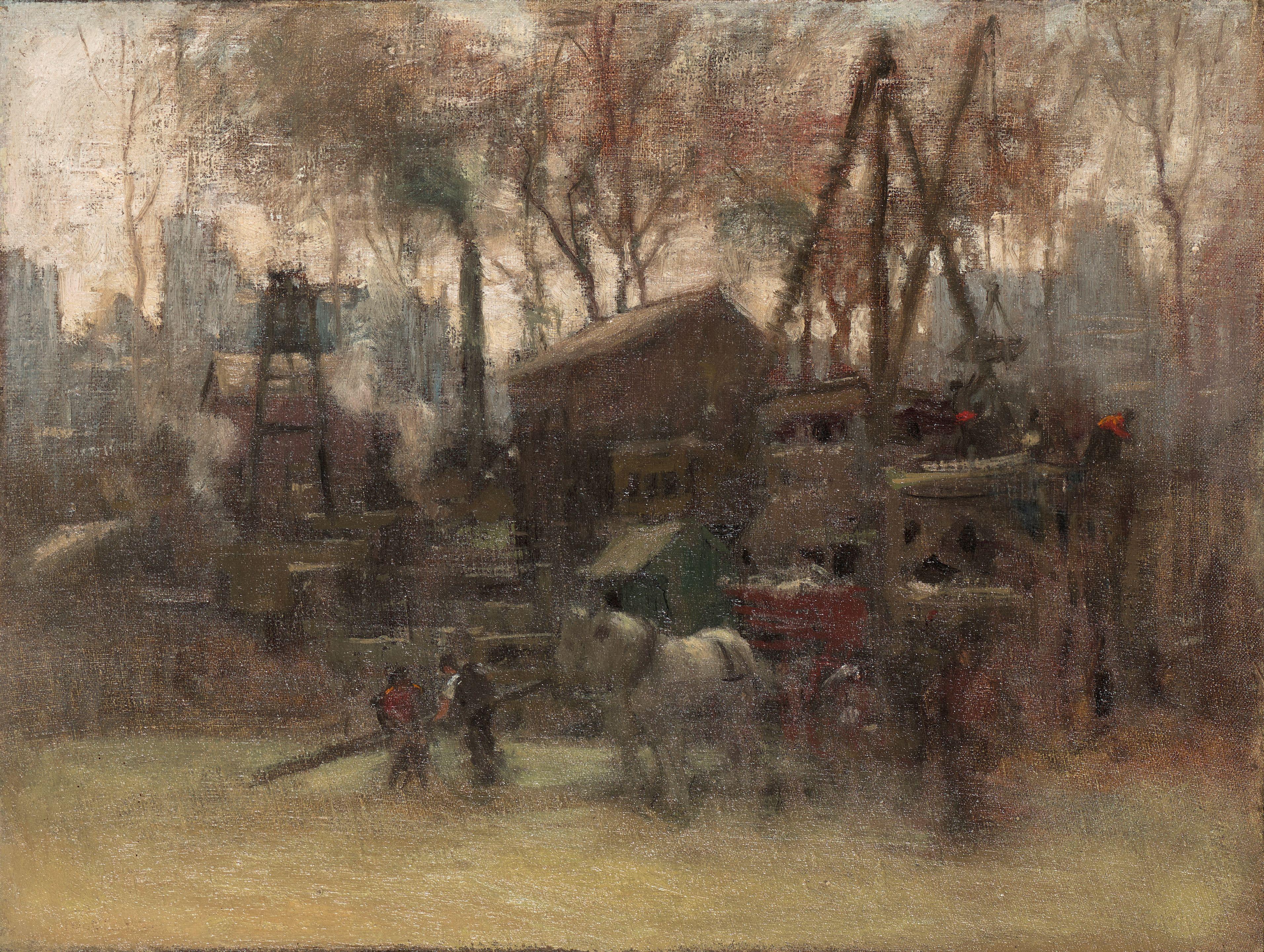 Paul Cornoyer - Construction Site, New York 12 1/8 x 16 1/16 in. (30.8 x 40.8 cm.)