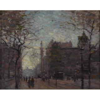 Paul Cornoyer - Study For \'Rainy Day, Columbus Circle\'