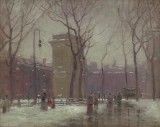 Paul Cornoyer - Winter, Washington Square