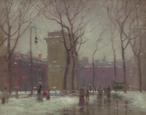 Paul Cornoyer - Winter, Washington Square