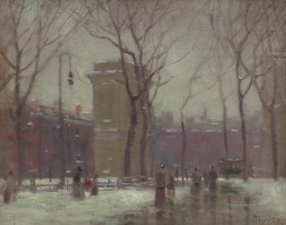Paul Cornoyer - Winter, Washington Square