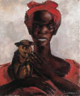 Paul Daxhelet - Woman with monkey