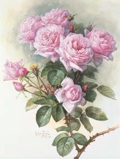 Paul De Longpre - Roses And Bumblebees