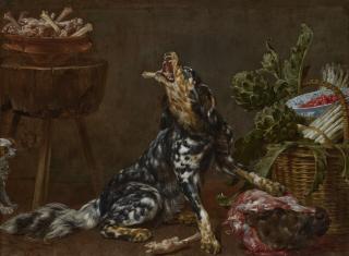 Paul de Vos - A hunting dog enjoying the spoils of the hunt