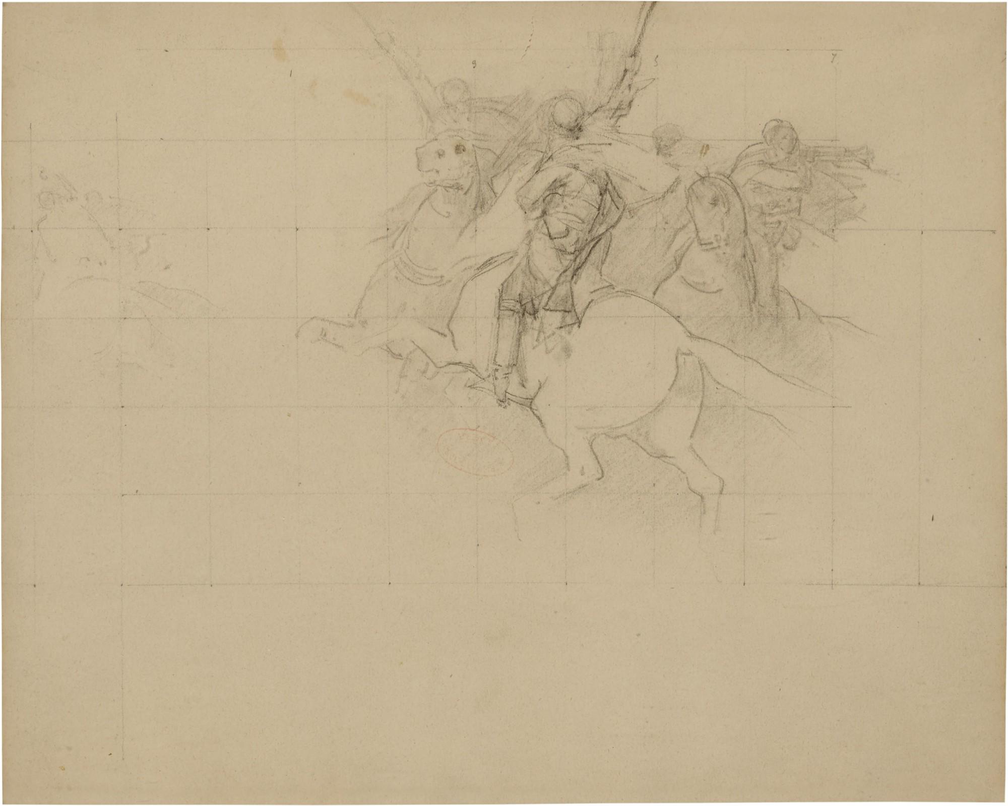 Paul Delamain - Compositional Study of a Charging Algerian Horseman