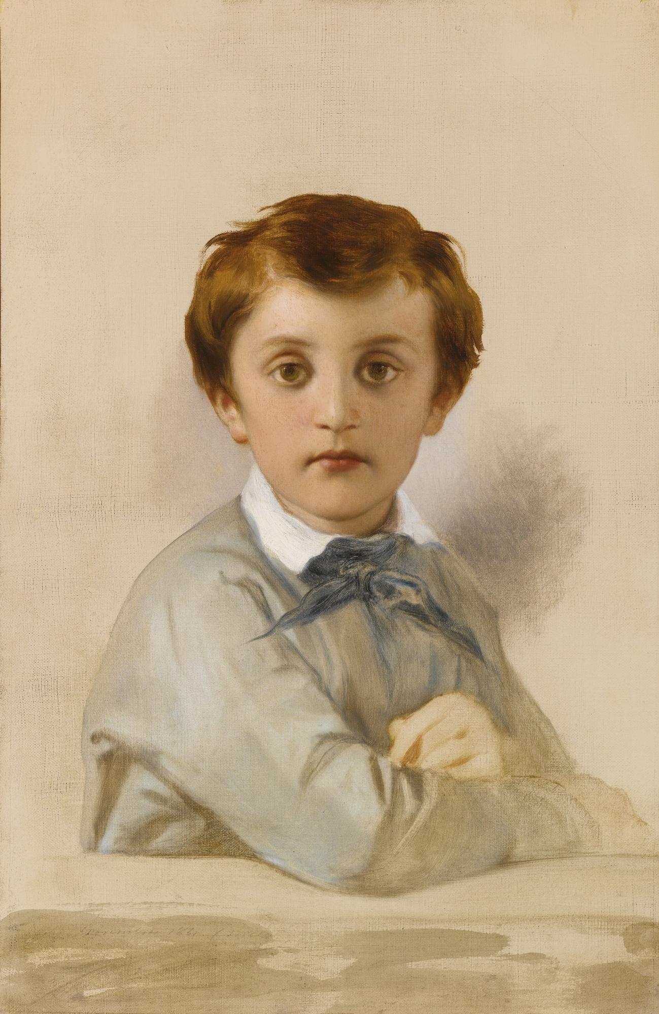 Paul Delaroche - Portrait Of Philippe-Grégoire Delaroche, Son Of The Artist, Half Length, Leaning On A Ledge