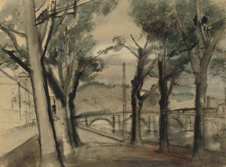 Paul Delvaux - A bridge in Huy