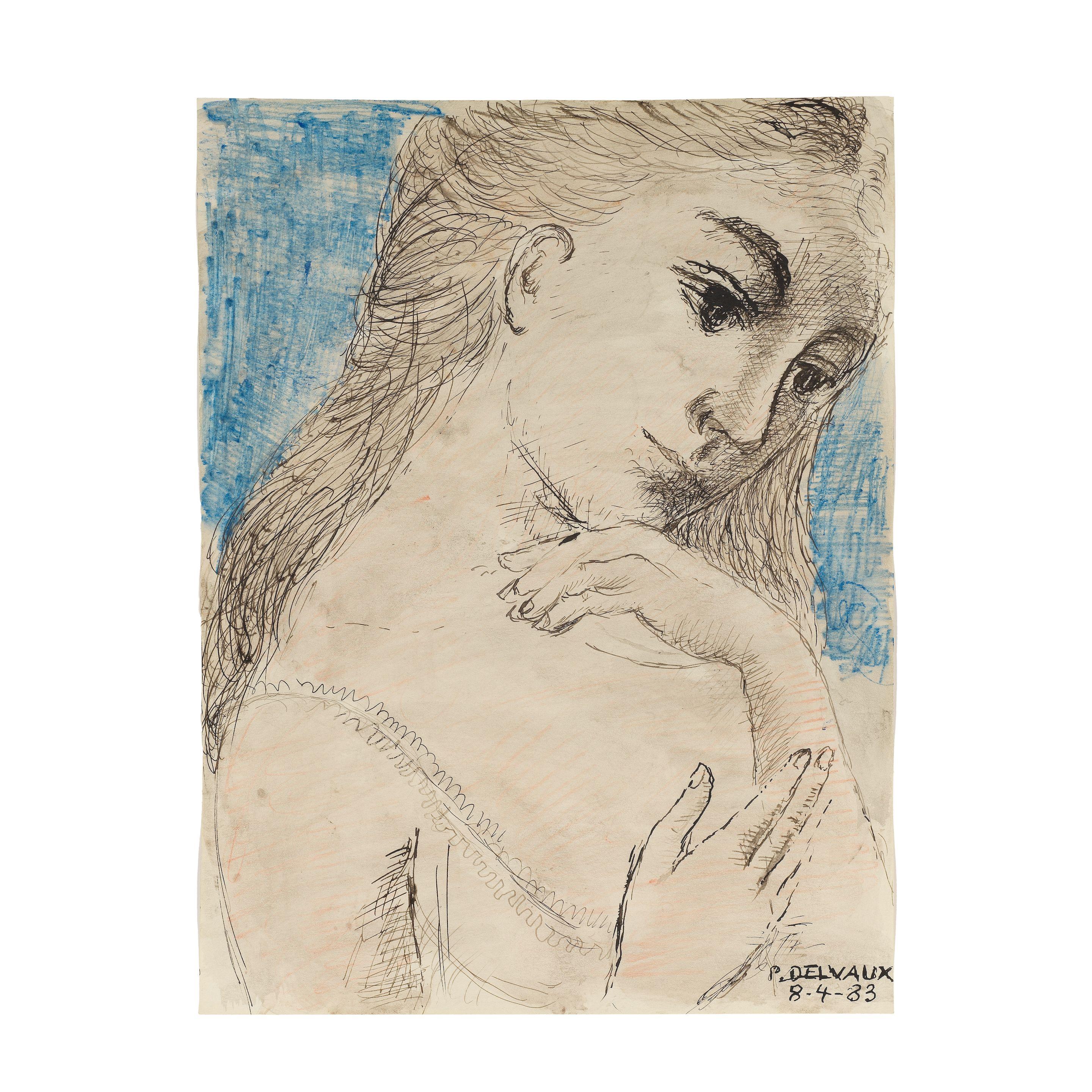 Paul Delvaux - Buste de femme (tête inclinée)