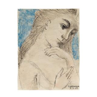 Paul Delvaux - Buste de femme (tête inclinée)