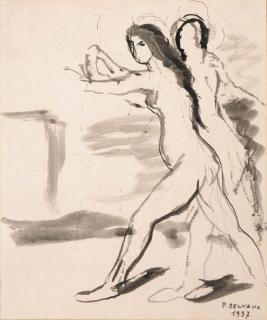 Paul Delvaux - Deux femmes