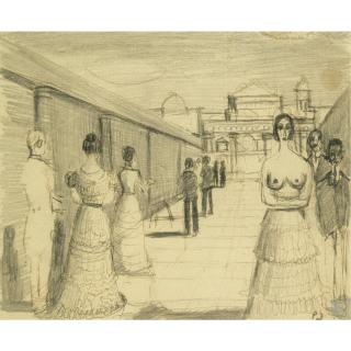 Paul Delvaux - Esquisse Pour \'Le Cortège En Dentelles\'