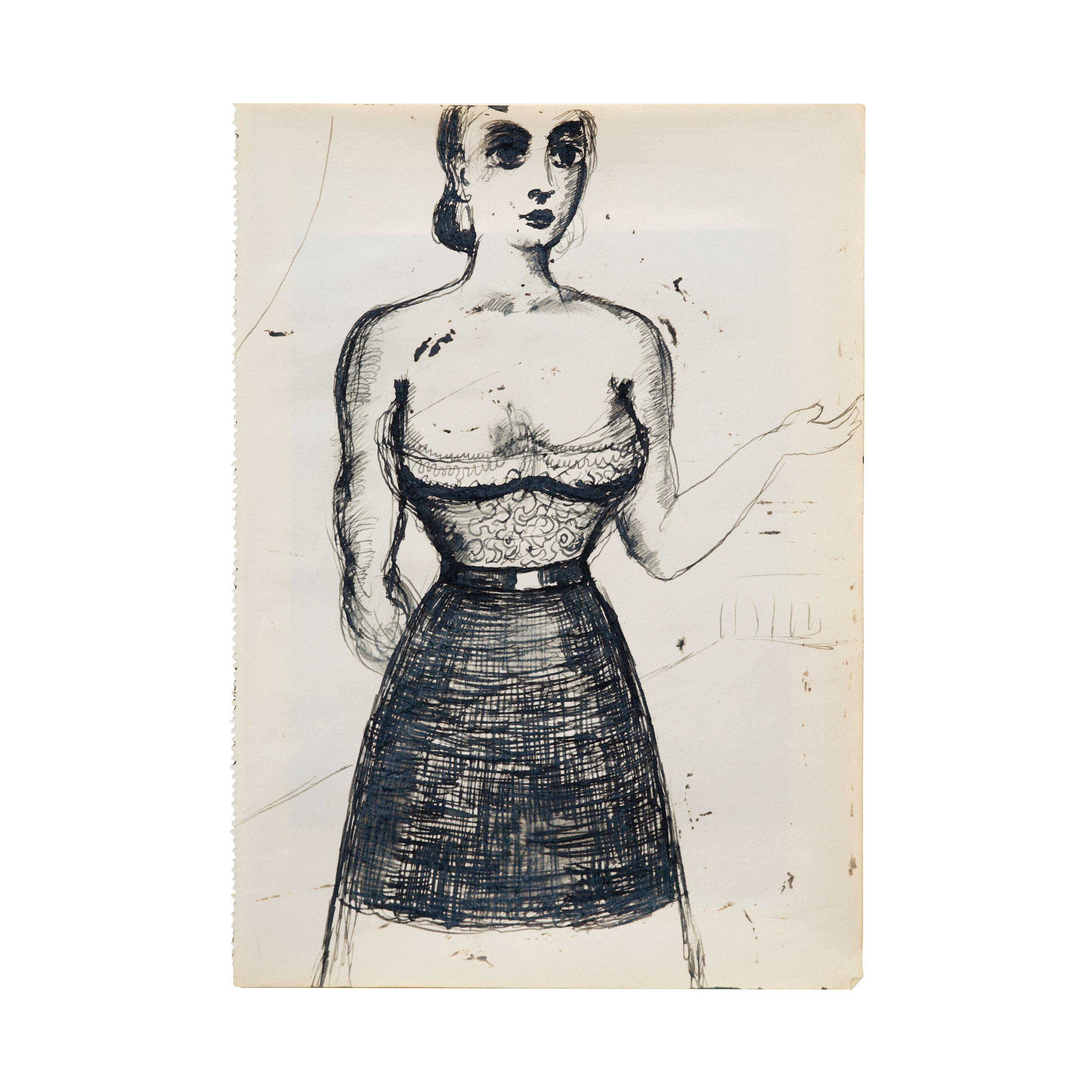 Paul Delvaux - Etude de personnage féminin pour le tableau \