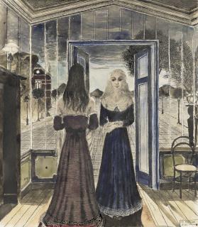 Paul Delvaux - Étude pour le tableau \'Les Rivales\'