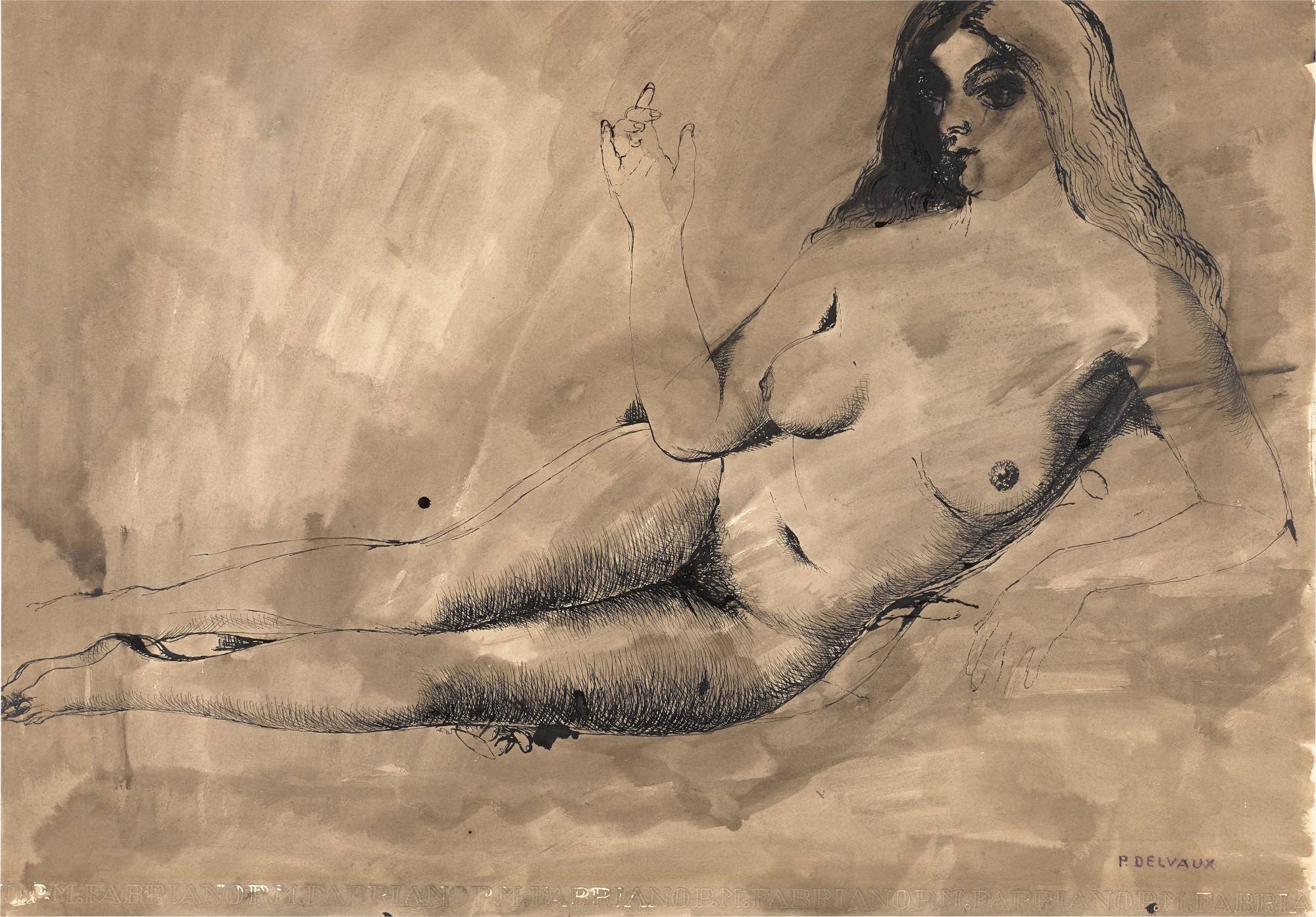 Paul Delvaux - Nu allongé