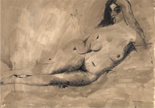 Paul Delvaux - Nu allongé