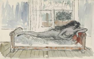 Paul Delvaux - Nu couché