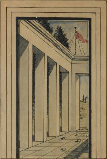 Paul Delvaux - Pillars And Flag