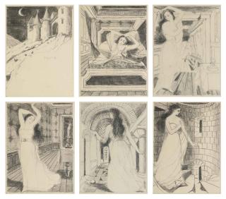 Paul Delvaux - Preparatory Drawings For The Illustrated Book Iñes De La Sierras By Charles Nordier