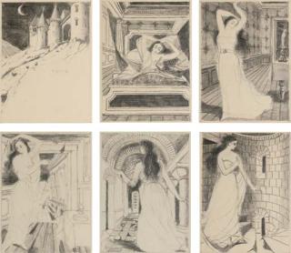 Paul Delvaux - Preparatory Drawings For The Illustrated Book Iñes de La Sierras By Charles Nordier