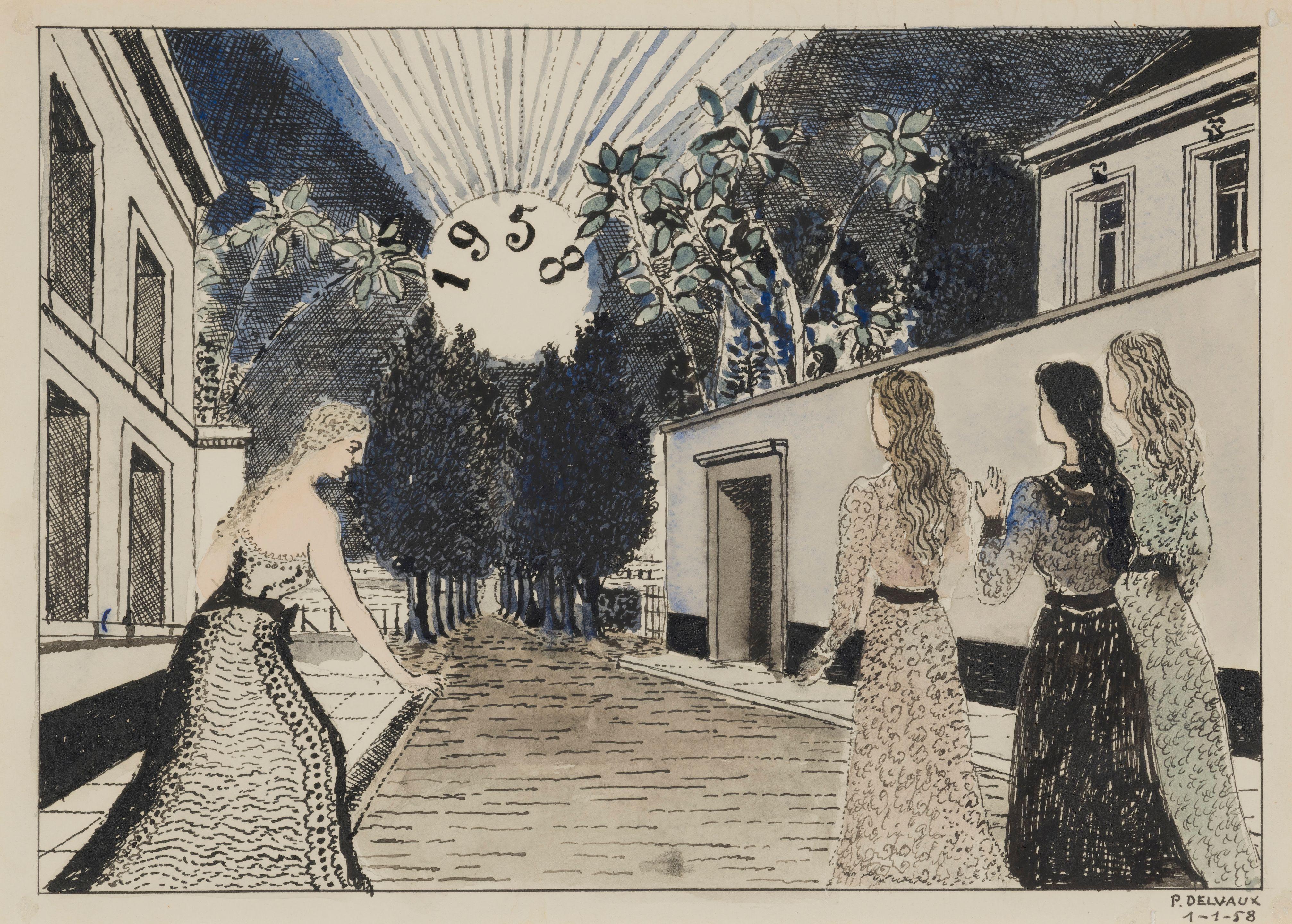 Paul Delvaux - Sans titre (1958)