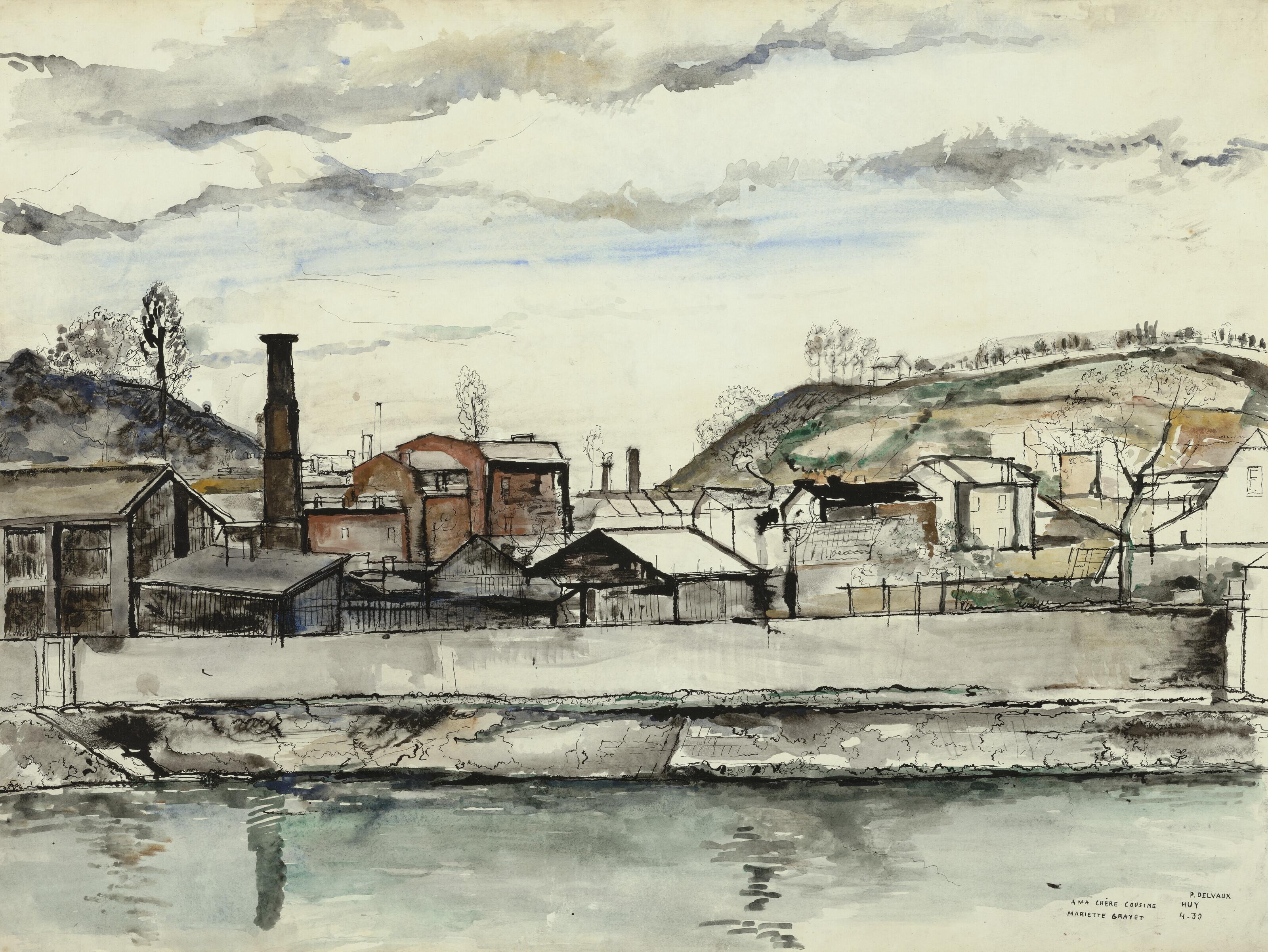 Paul Delvaux - Usines sur le bord de Meuse à Huy
