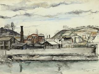 Paul Delvaux - Usines sur le bord de Meuse à Huy